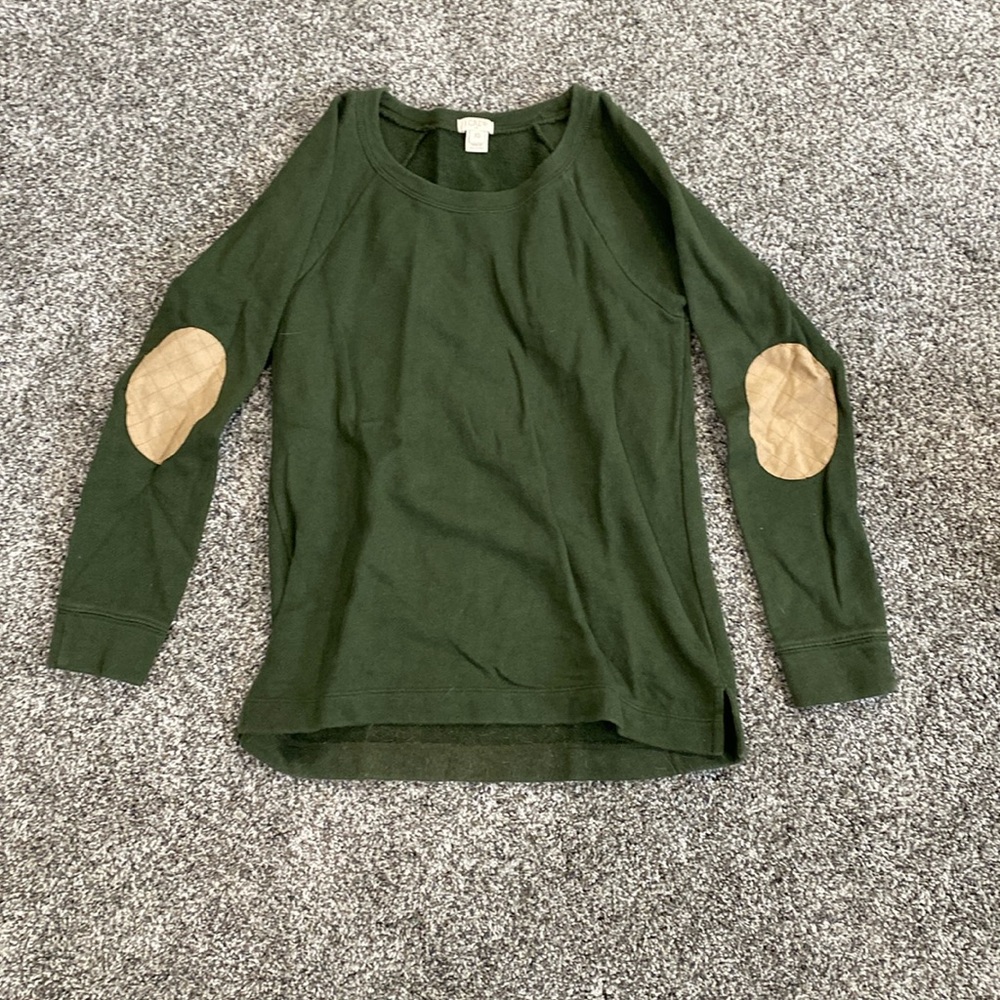 J. Crew hunter green sweatshirt with elbow patches